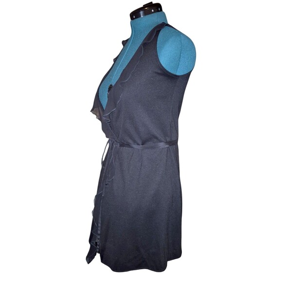 CHLOE COLETTE Bliss Wrap Mini Dress Vest black ruffle Size M Goth Luxe Styling - Picture 4 of 7